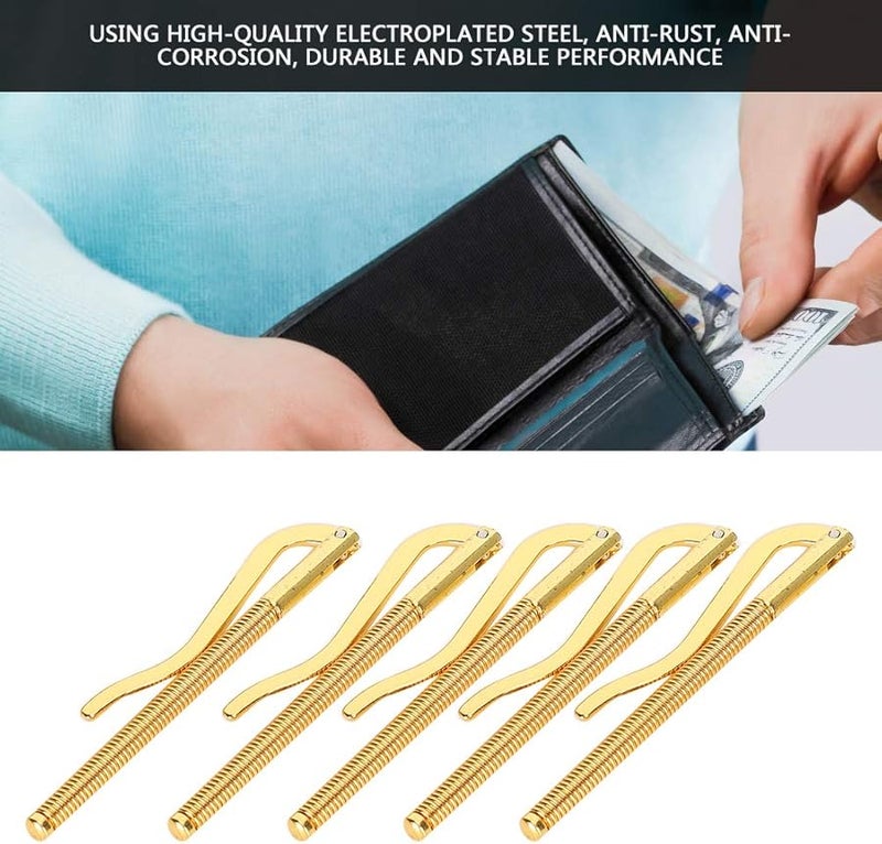 Respicefinem Money Clip 5Pcs Gold Electroplated Steel High Hardness Spring 85Mm For Leather Wallet - Image 3